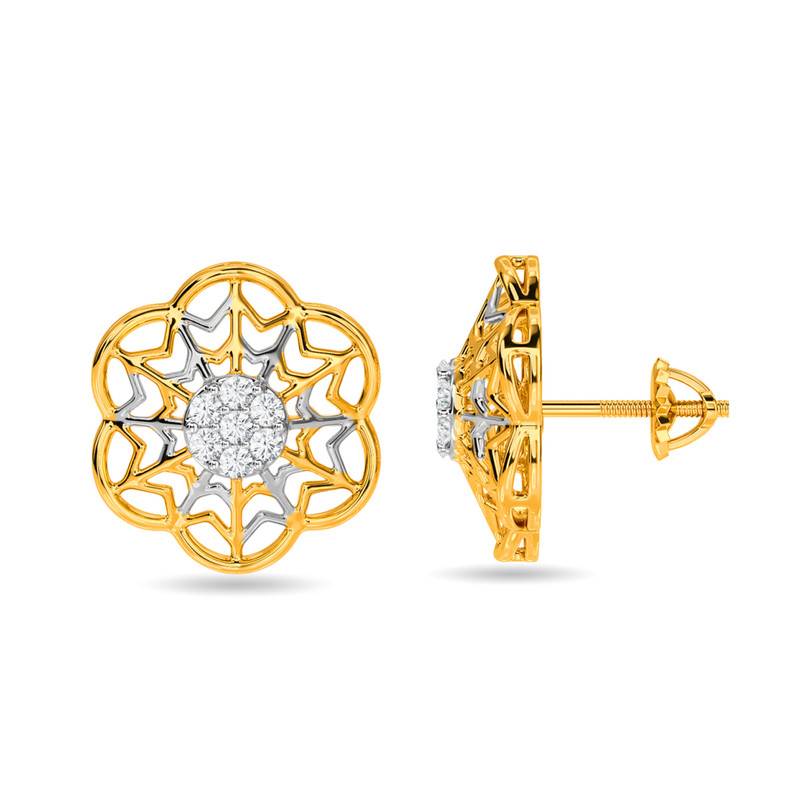 Kisna 14K Yellow Si Diamond Gold Earrings For Women | Zaine