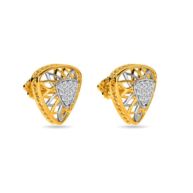 Kisna 14K Yellow Si Diamond Gold Earrings For Women | Zahara
