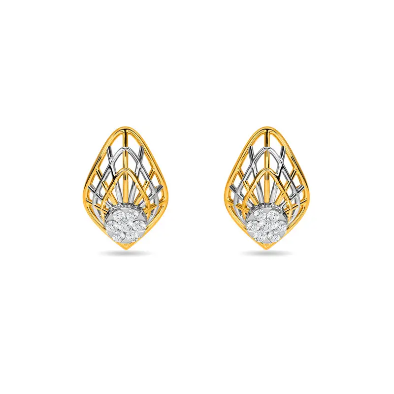 Kisna 14K Yellow Si Diamond Gold Earrings For Women Zan Kisna 14K