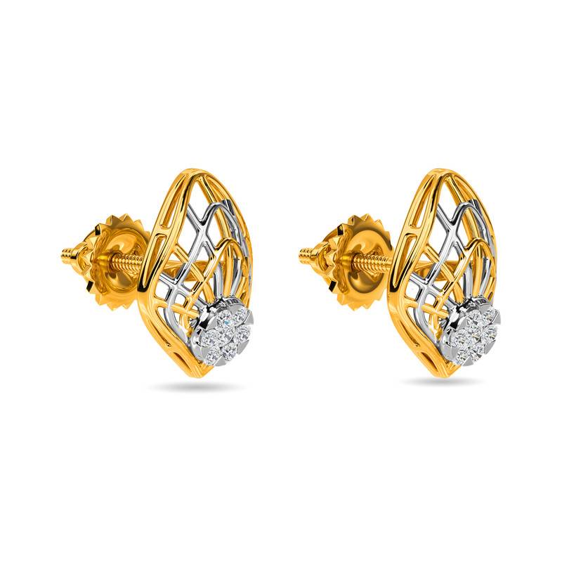 Kisna 14K Yellow Si Diamond Gold Earrings For Women | Zan