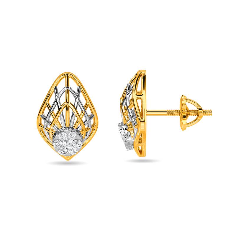 Kisna 14K Yellow Si Diamond Gold Earrings For Women | Zan
