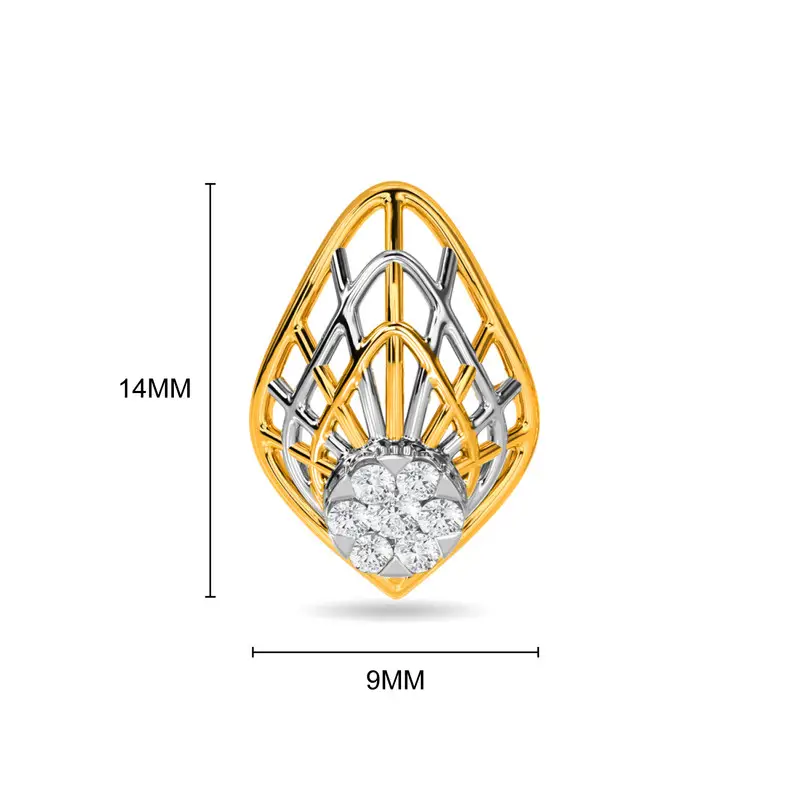 Kisna 14K Yellow Si Diamond Gold Earrings For Women Zan Kisna 14K