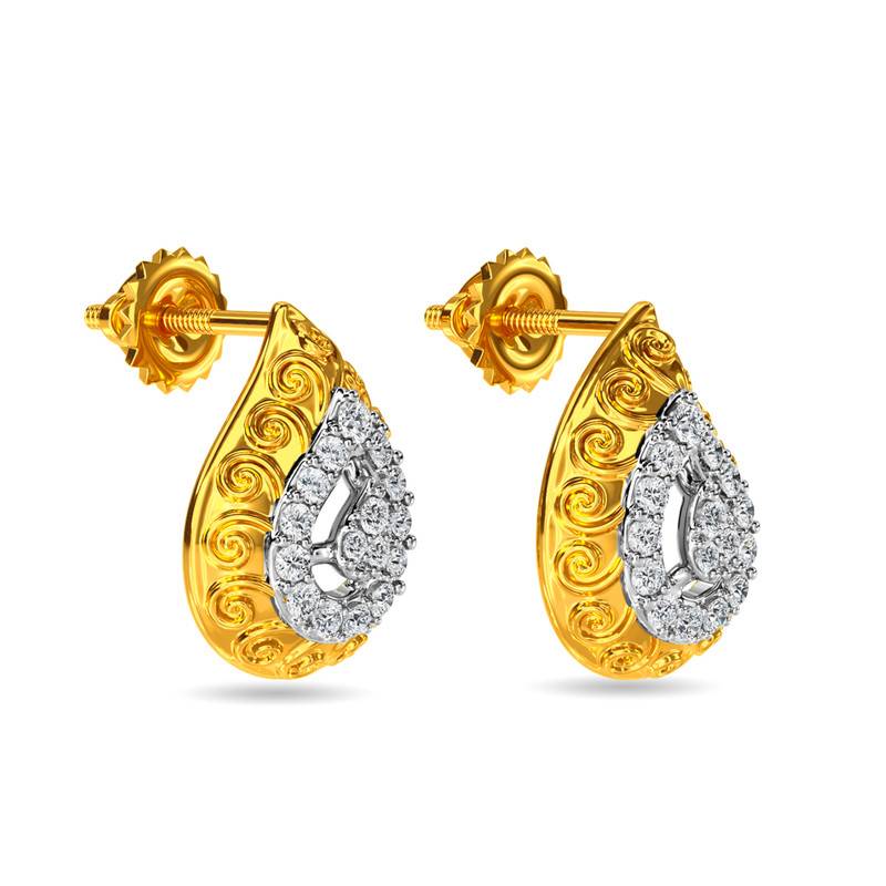 Kisna 14K Yellow Si Diamond Gold Earrings For Women | Isabell
