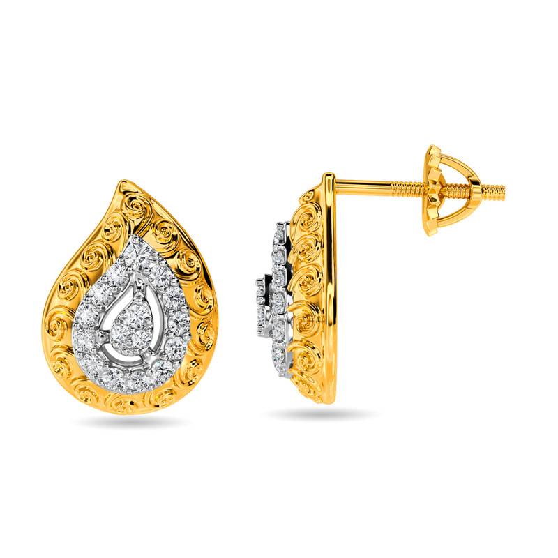 Kisna 14K Yellow Si Diamond Gold Earrings For Women | Isabell