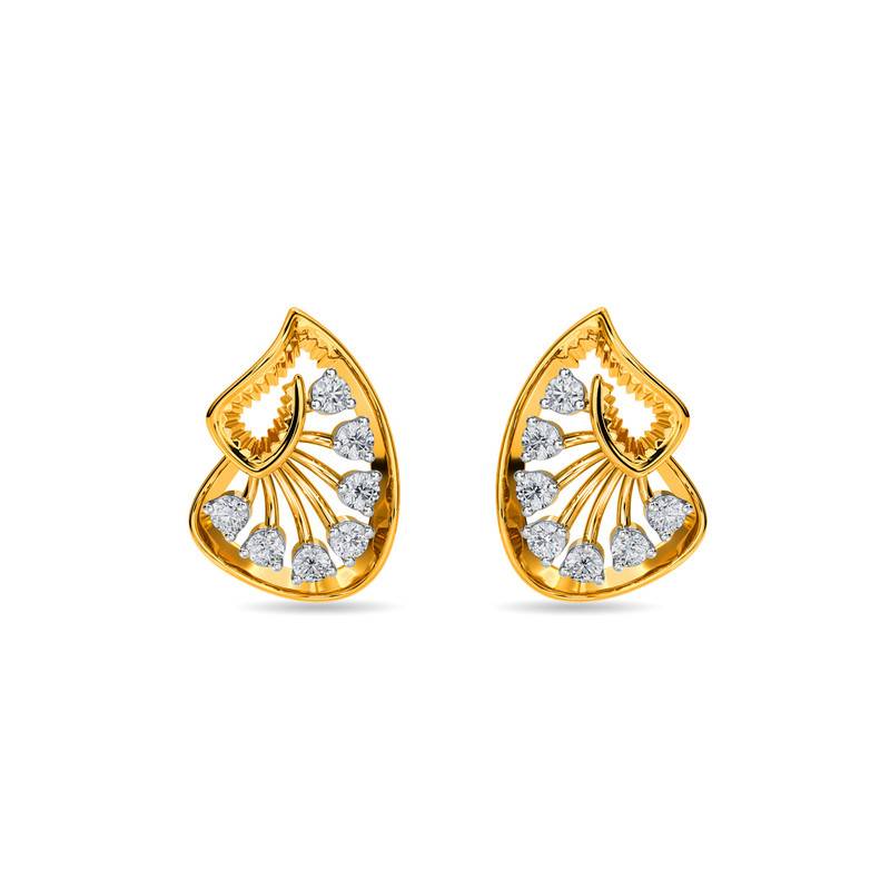 Kisna 14K Yellow Si Diamond Gold Earrings For Women | Harrel