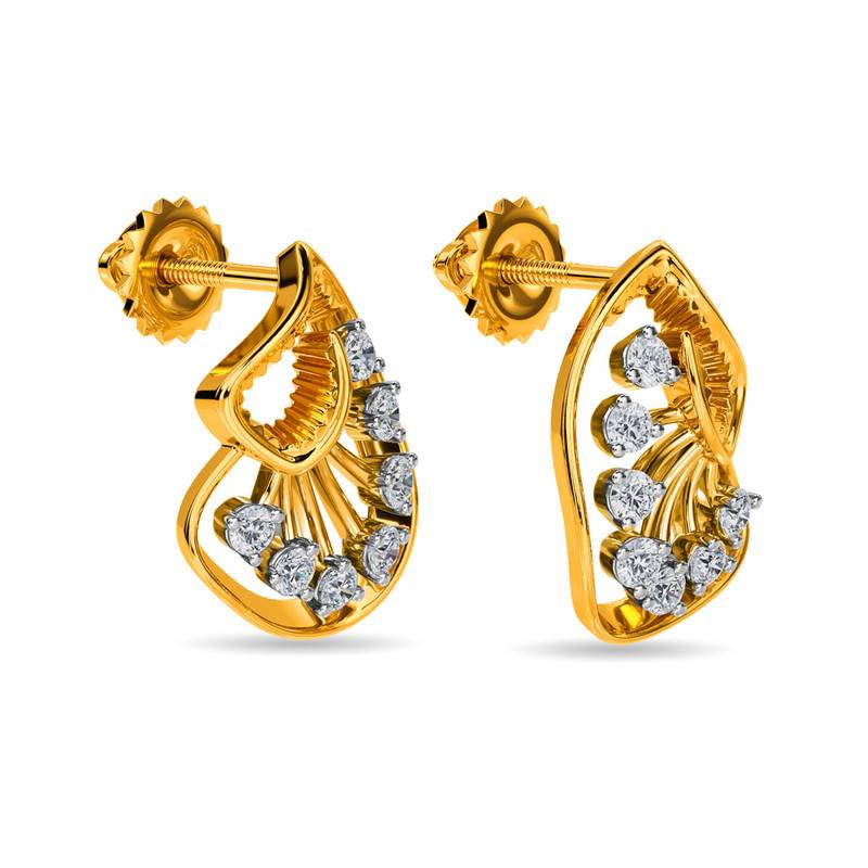 Kisna 14K Yellow Si Diamond Gold Earrings For Women | Harrel