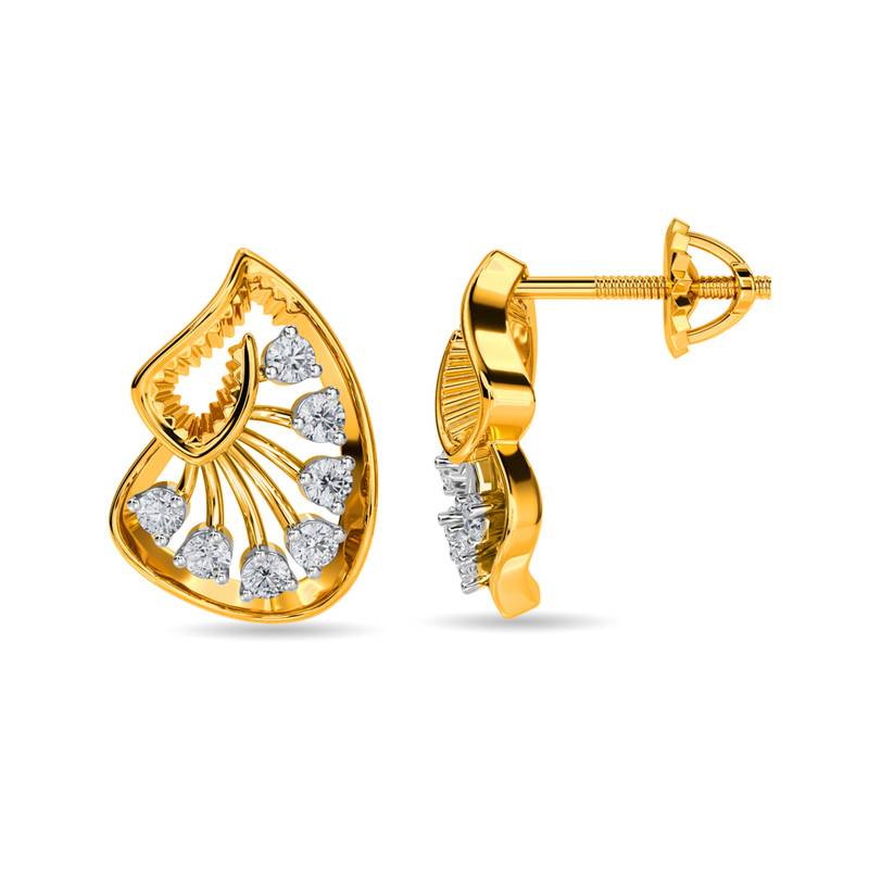 Kisna 14K Yellow Si Diamond Gold Earrings For Women | Harrel