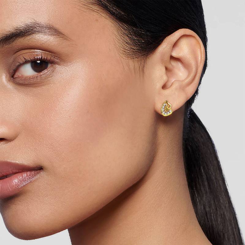 Kisna 14K Yellow Si Diamond Gold Earrings For Women | Harrel