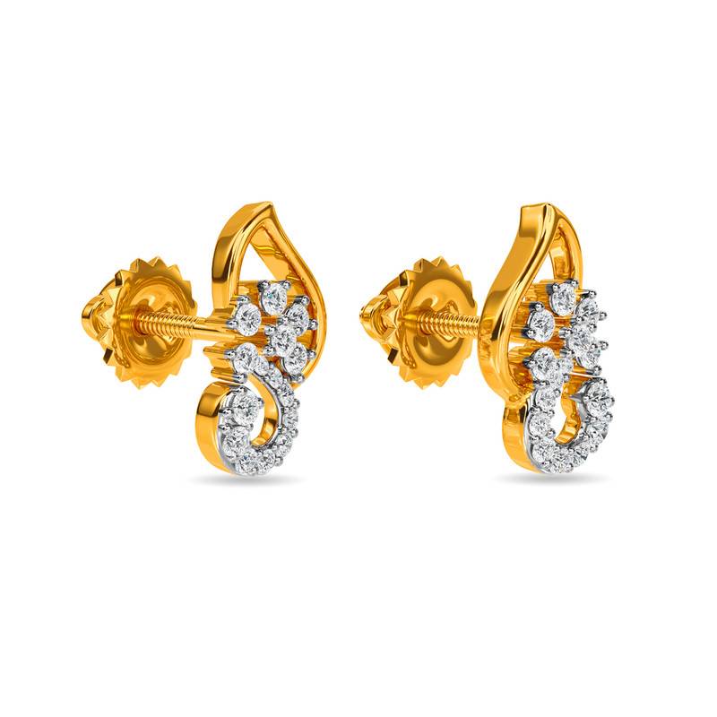 Kisna 14K Yellow Si Diamond Gold Earrings For Women | Azariah