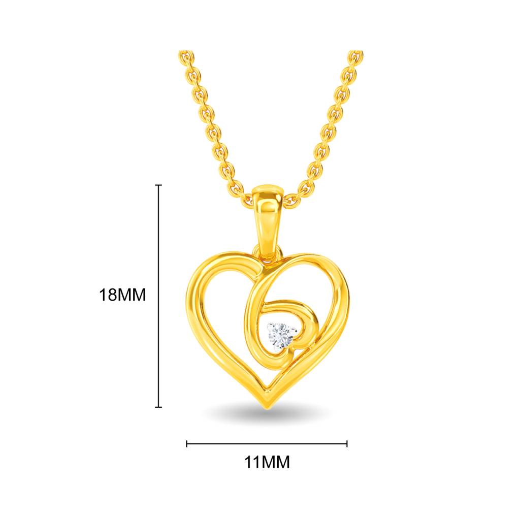 Kisna 14K Yellow Gold Dual Heart Diamond Pendant : W40004P