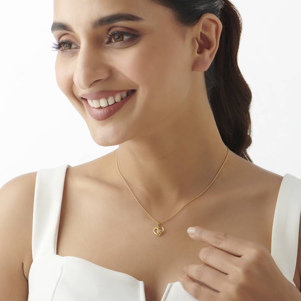 Kisna 14K Yellow Gold Dual Heart Diamond Pendant : W40004P