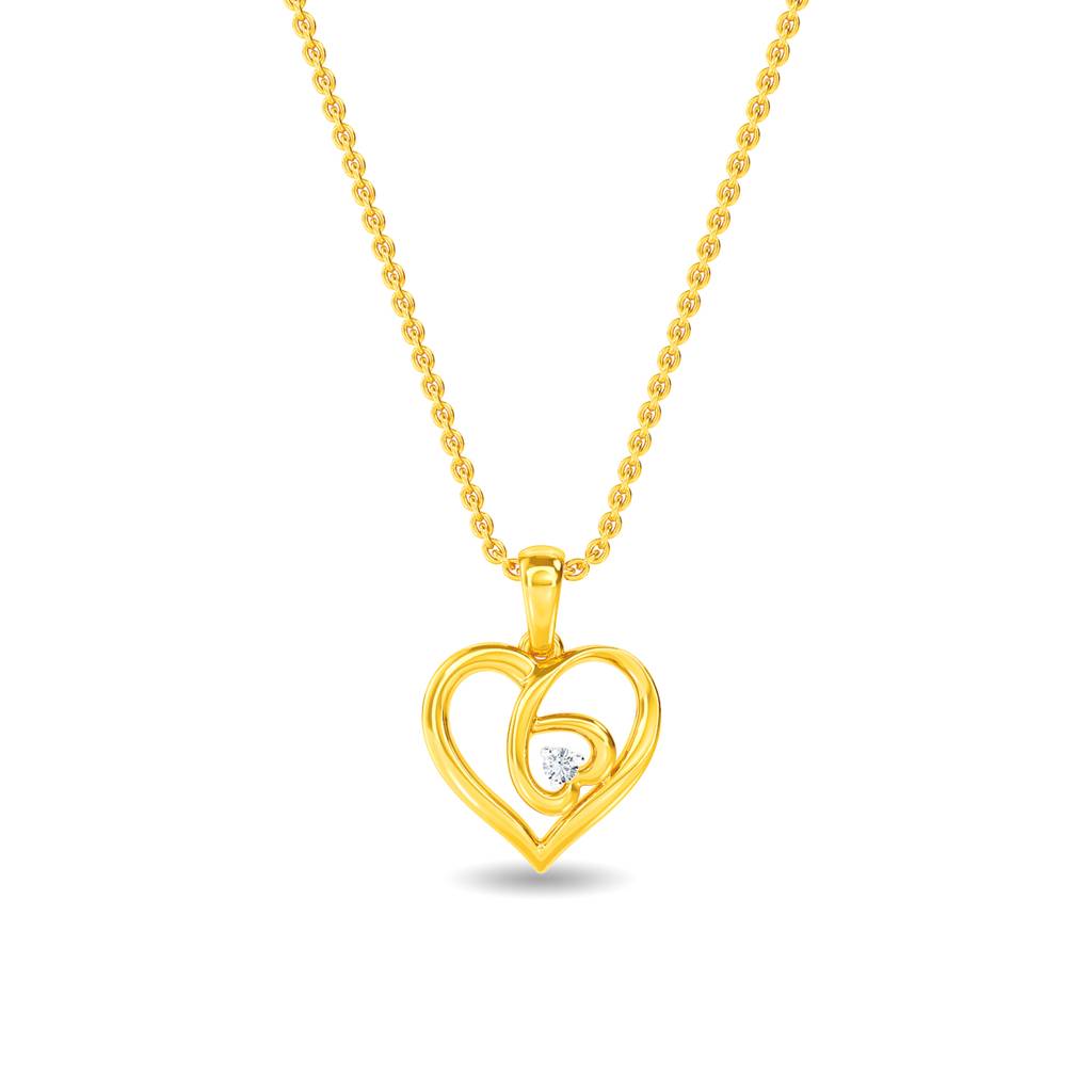 Kisna 14K Yellow Gold Dual Heart Diamond Pendant Kisna 14K