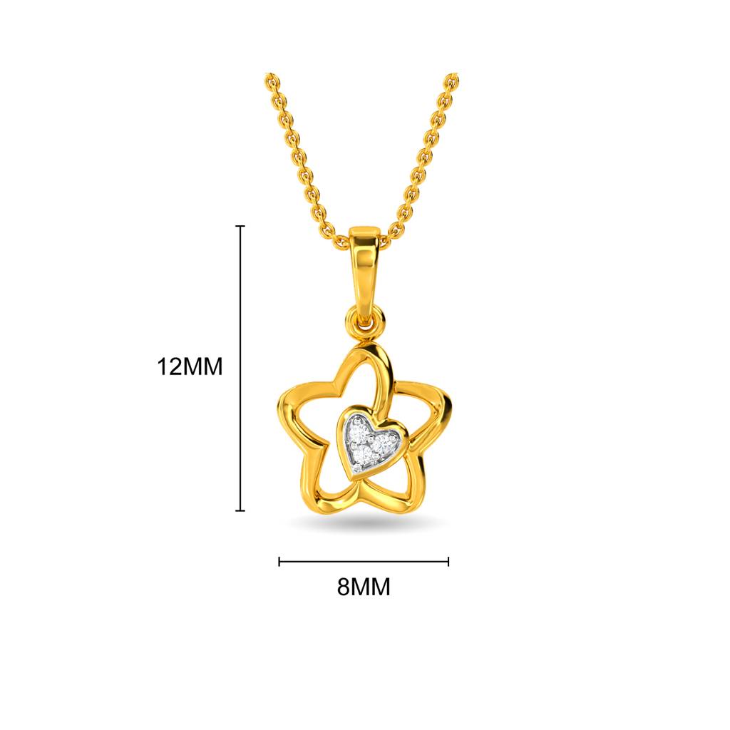 Kisna 14K Yellow Gold Heart In Flower Diamond Pendant : W40031P