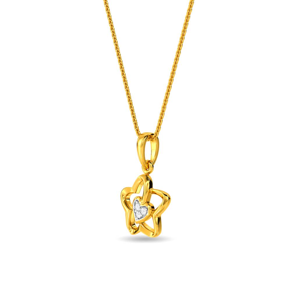 Kisna 14K Yellow Gold Heart In Flower Diamond Pendant : W40031P