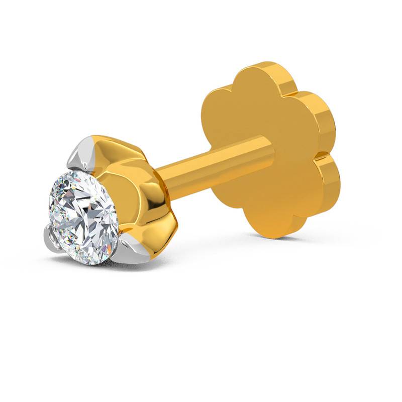 Kisna 14K Yellow Si Diamond Gold Nose Pin For Women | Driti
