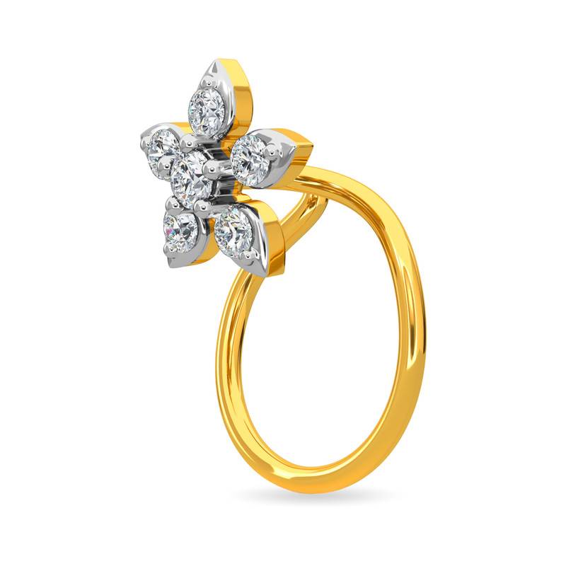 Kisna 14K Yellow Si Diamond Gold Nose Pin For Women | Kriti