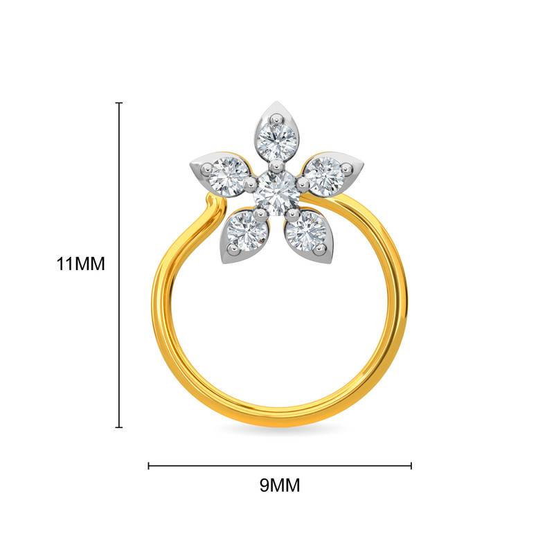 Kisna 14K Yellow Si Diamond Gold Nose Pin For Women | Kriti