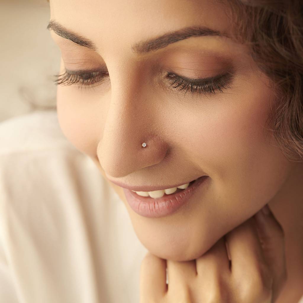 Kisna 14K Yellow Gold Presley Diamond Nose Stud For Her : W50059S