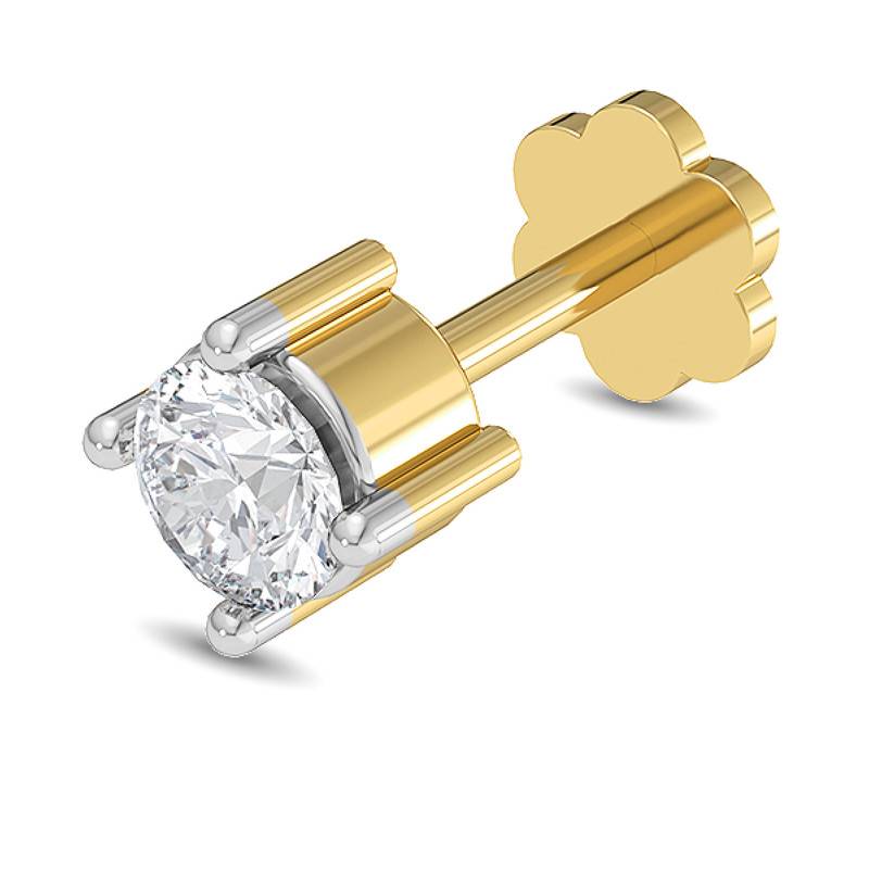 Kisna 14K Yellow Si Diamond Gold Nose Pin For Women | Blake