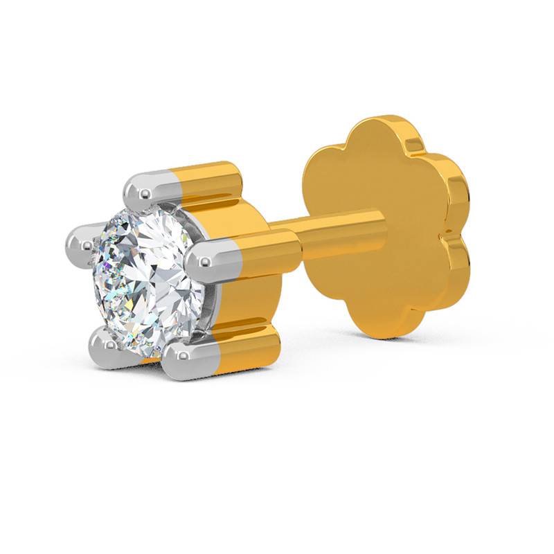 Kisna 14K Yellow Si Diamond Gold Nose Pin For Women | Ruth