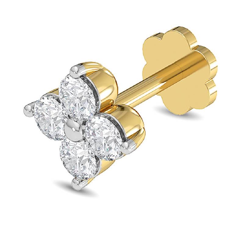 Kisna 14K Yellow Si Diamond Gold Nose Pin For Women | Adelaide