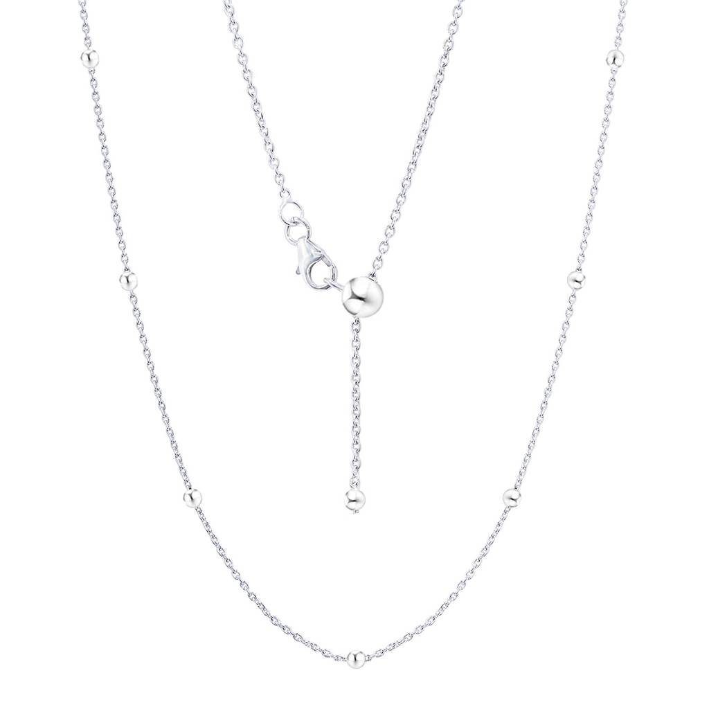 Zavya Women Rhodium-Plated 925 Silver Minimalist Bead Waist Chain (40 In) : WC-10014-R-40-INCH