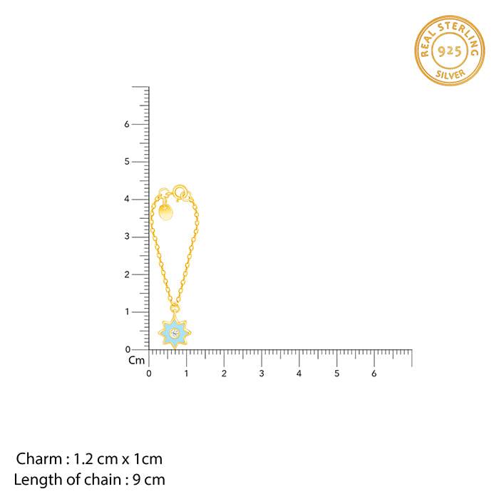 Giva 925 Sterling Silver Golden Octashine Star Watch Charm - Fits In Bracelet, Pendant And : WC010