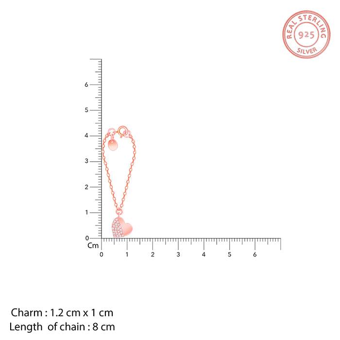 Giva 925 Rose Gold Heart Watch Charm - Without Chain, Fits In Bracelet, Pendant And Necklace | Gifts : WC013