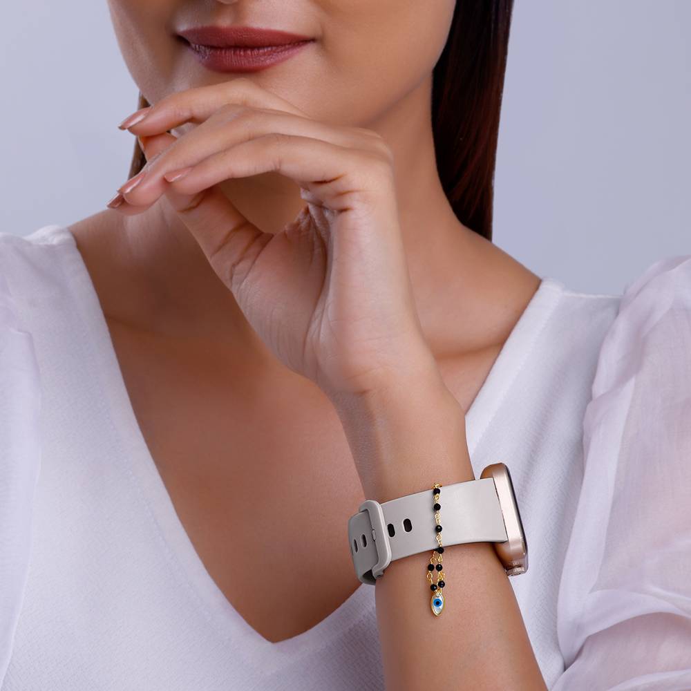 925 Silver Golden Stylish Evil Eye Watch Charm,Adjustable : WC040