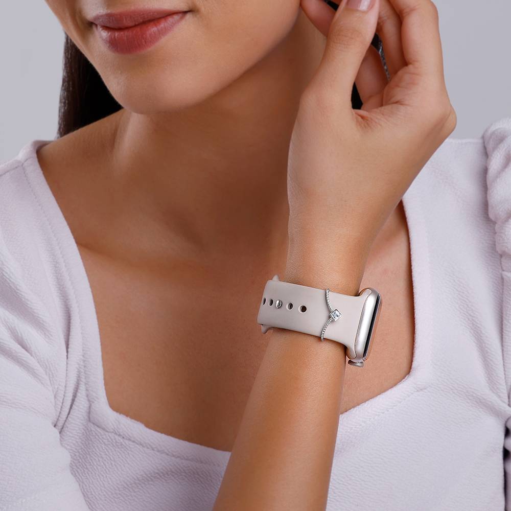 Silver Zircons Watch Band- Without Chain, Adjustable : WC042