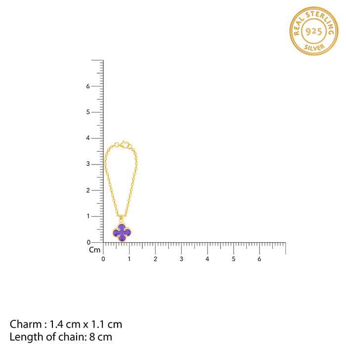 Giva 925 Sterling Silver Golden Clover Watch Charm -Without Chain, Fits In Watch Charm,Adj : WC05