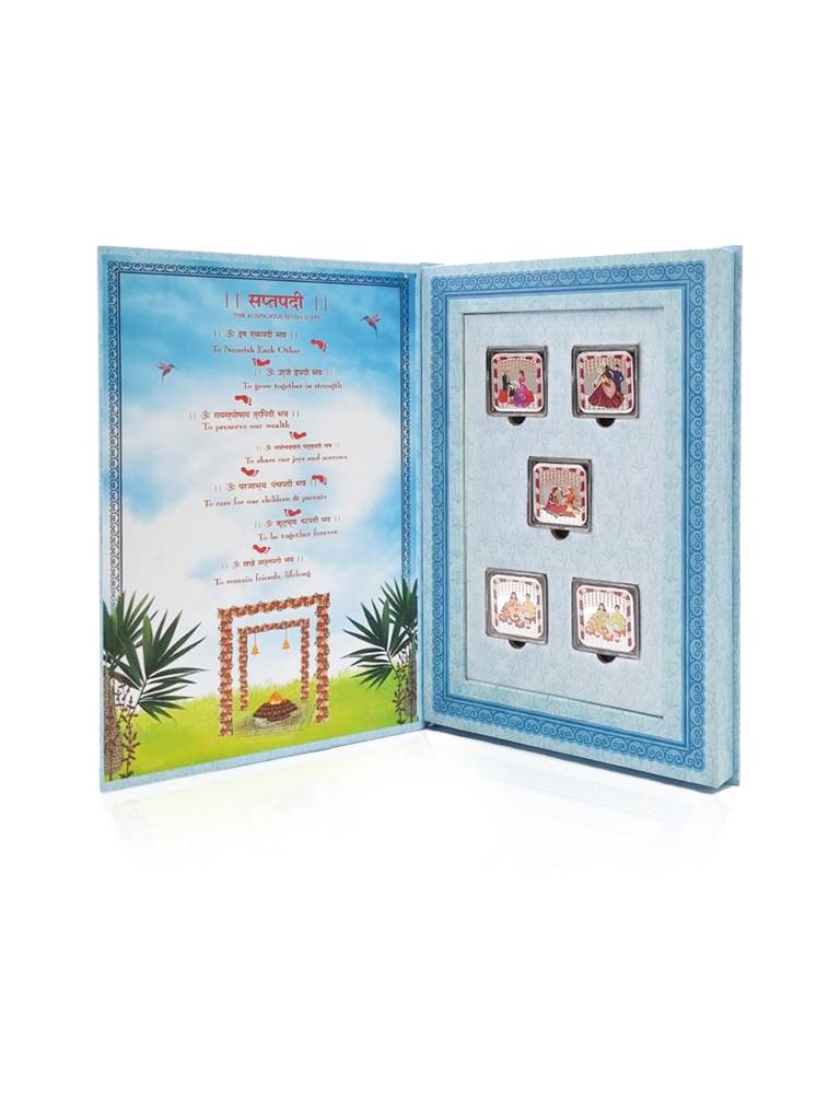 Satya Padi Wedding 999 Silver Coin Box (5 Coins) : WCB55
