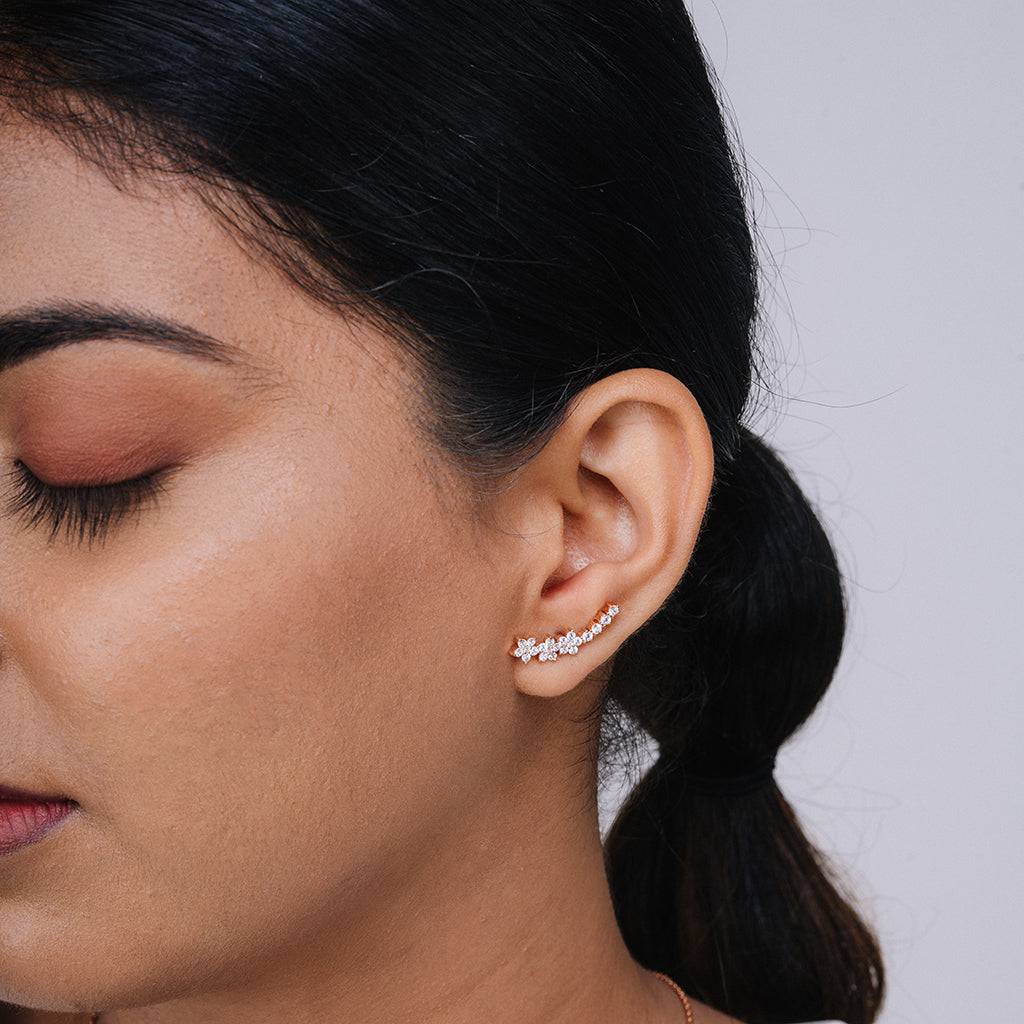 Floral Crawl-Up Earrings