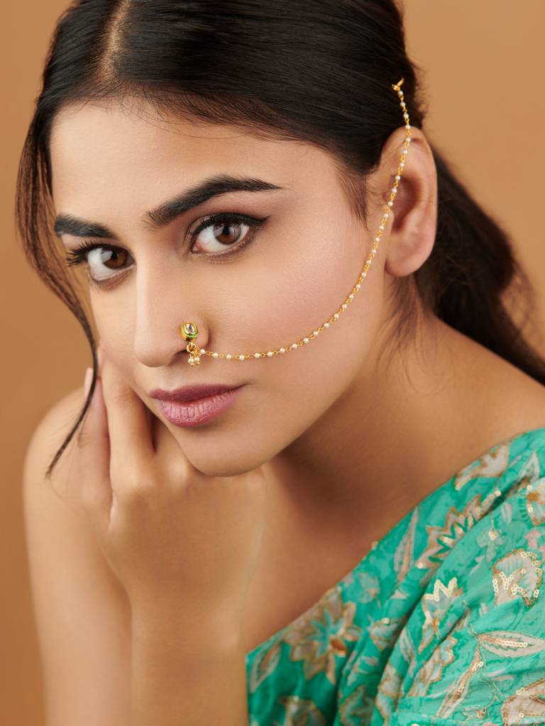 The Zoya Kundan Drop Nathni : WFAE101