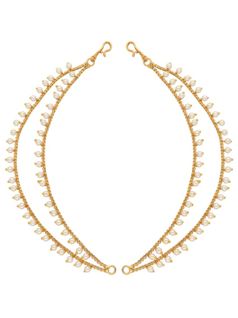 22K Gold Plated Drops Of Pearl Dual Ear Chain : WFAE132