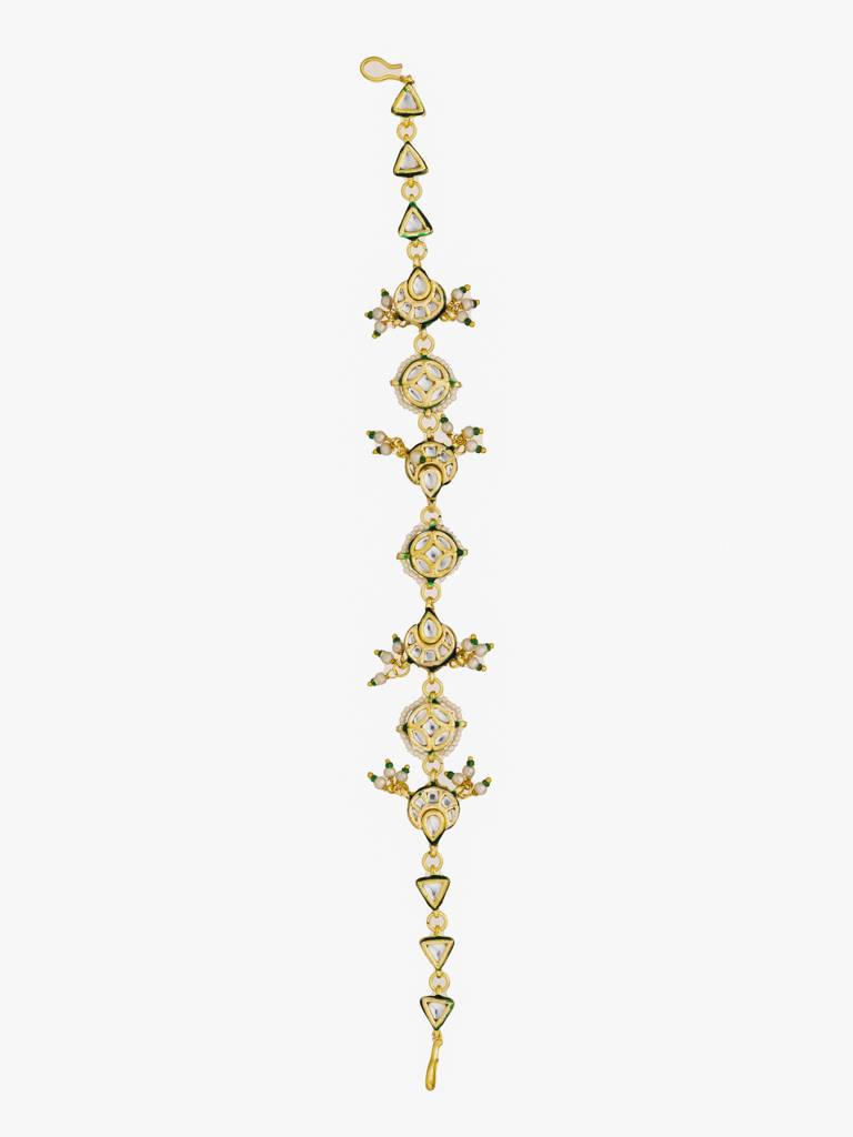22 Kt Gold Plated Kundan Polki & Jadau Mathapatti : WFAE141