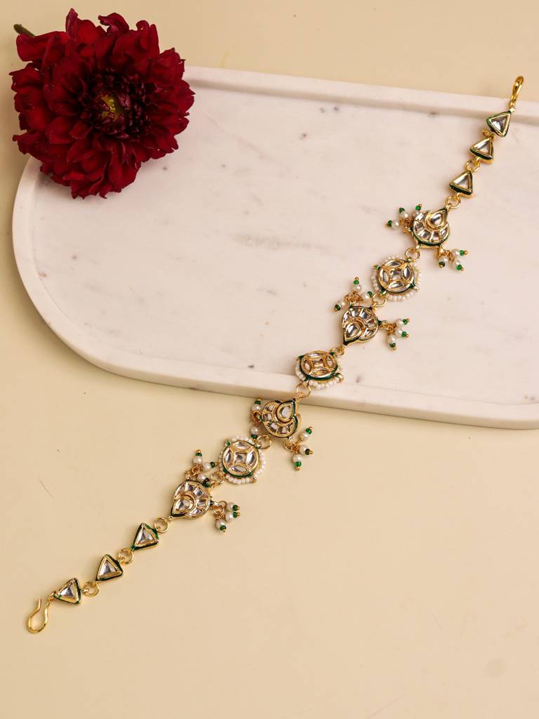 22 Kt Gold Plated Kundan Polki & Jadau Mathapatti : WFAE141