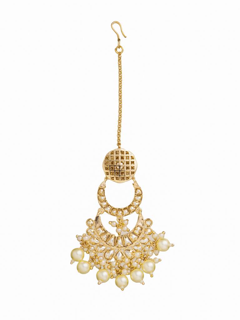 18 Kt Gold Plated Mesmerising Kundan Mang Tikka : WFAE146