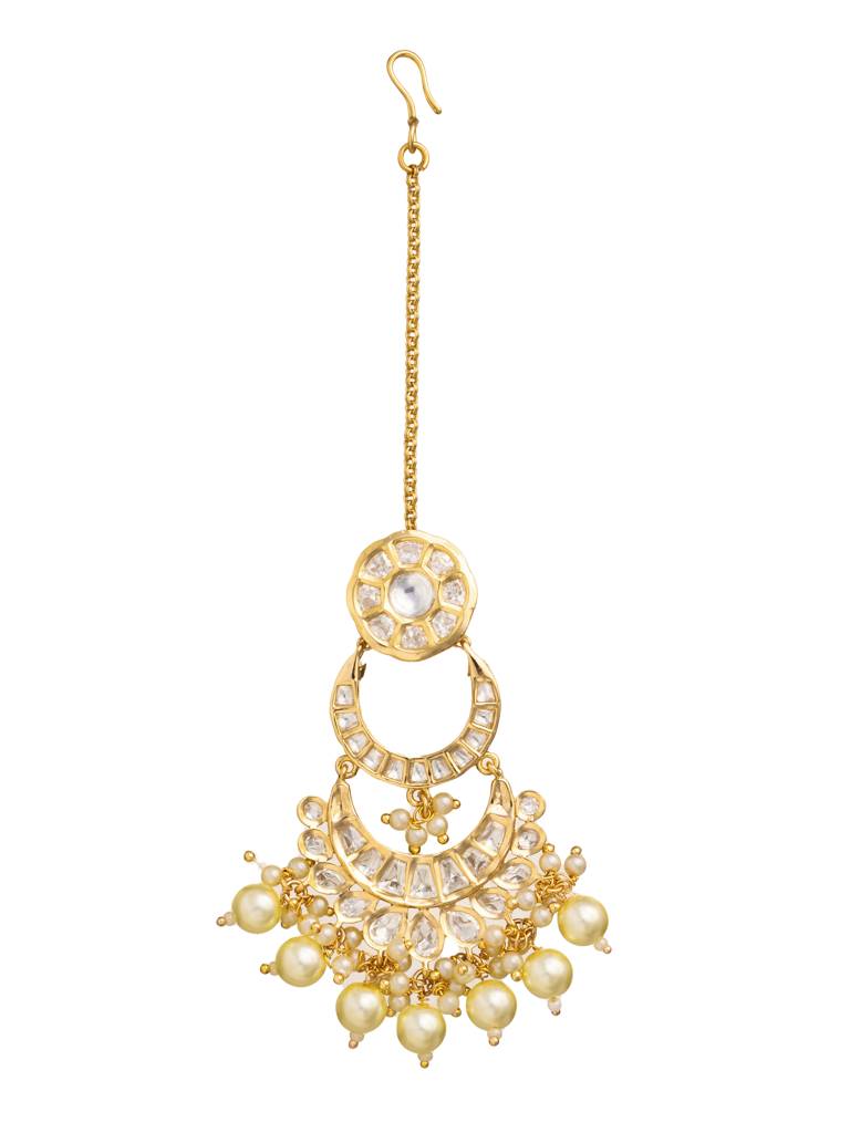 18 Kt Gold Plated Mesmerising Kundan Mang Tikka : WFAE146