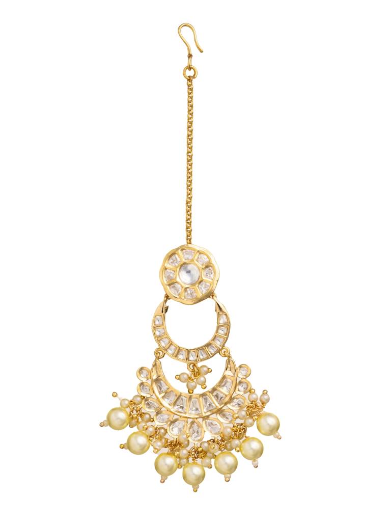 18 Kt Gold Plated Mesmerising Kundan Mang Tikka : WFAE146