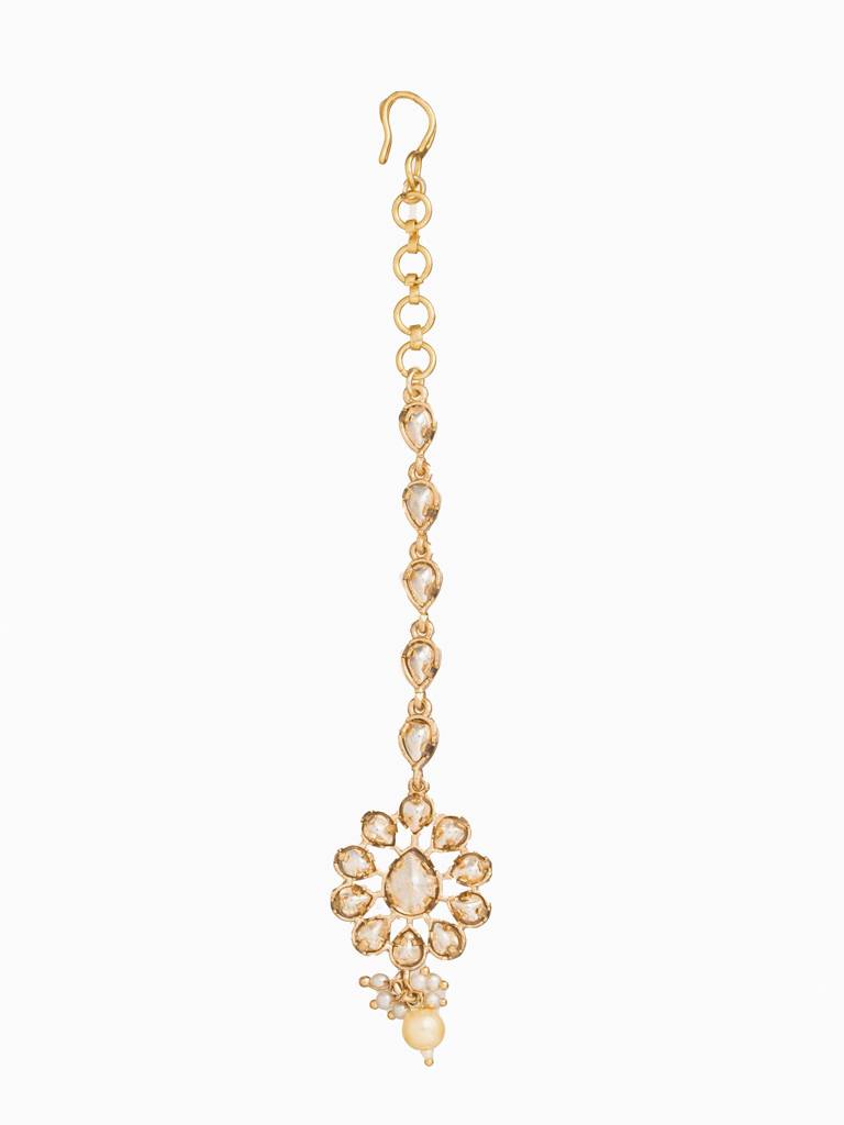 Gold Toned Floral Elegance Kundan Mang Tikka : WFAE149