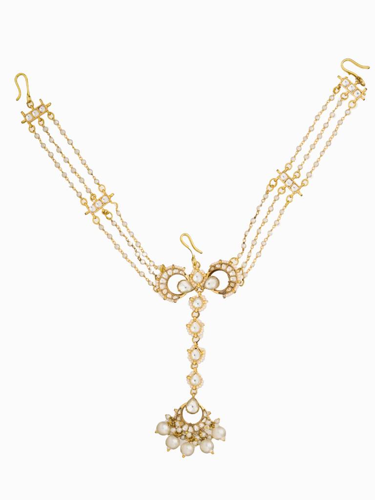 18 Kt Gold Plated Pearl-Enhanced Mathapati : WFAE152