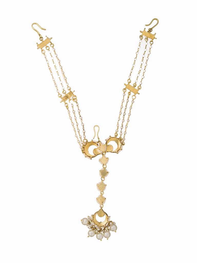 18 Kt Gold Plated Pearl-Enhanced Mathapati : WFAE152