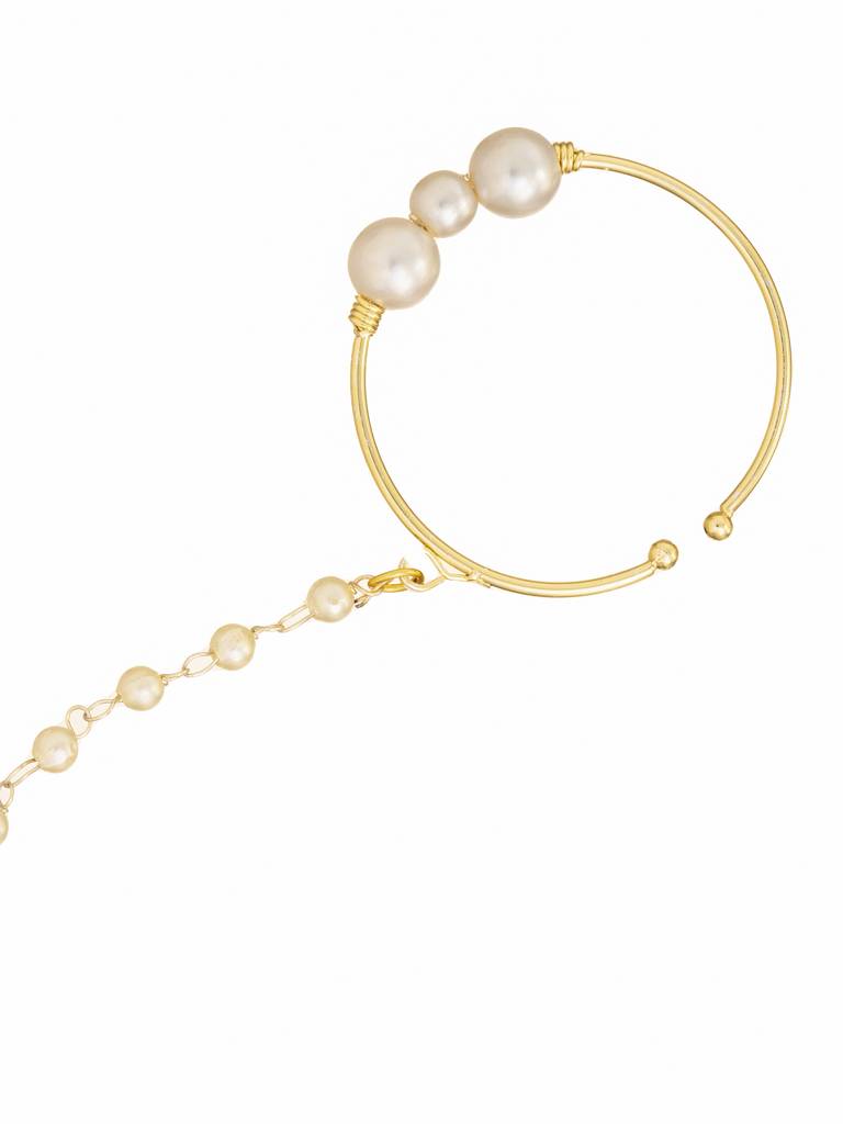 Gold Toned Classic Pearl Bridal Nath : WFAE158