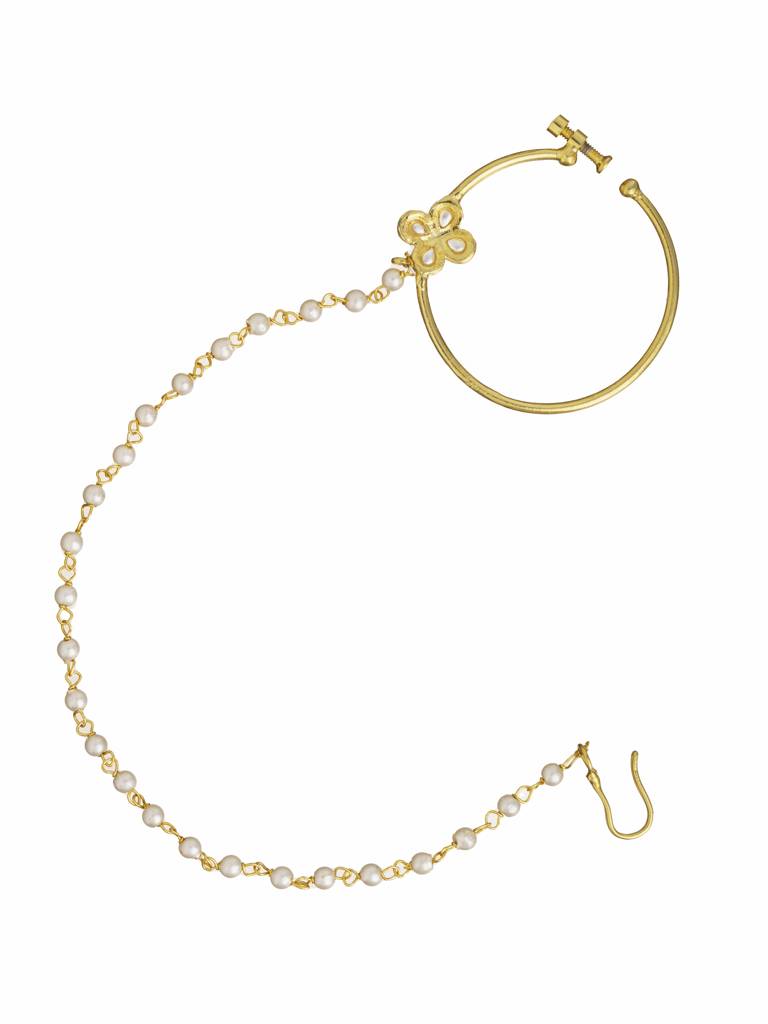 Gold Toned Customizable Kundan Clover Nath : WFAE159
