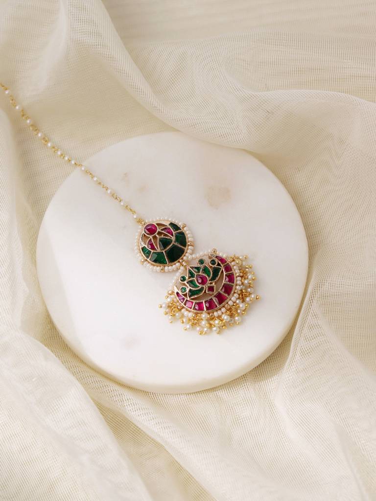 Lotus Kundan Dual Drop Mangteeka : WFAE185