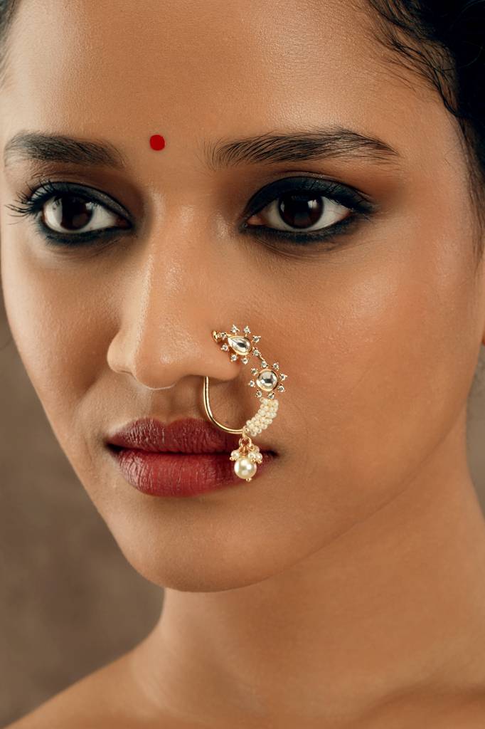 Pearlclad Kundan Paisley Nose Ring : WFAE200