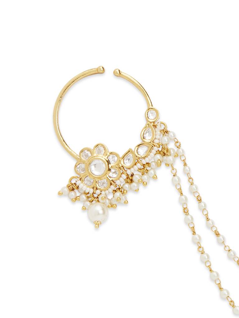 Pearl Stringed Kundan Floral Nath : WFAE201