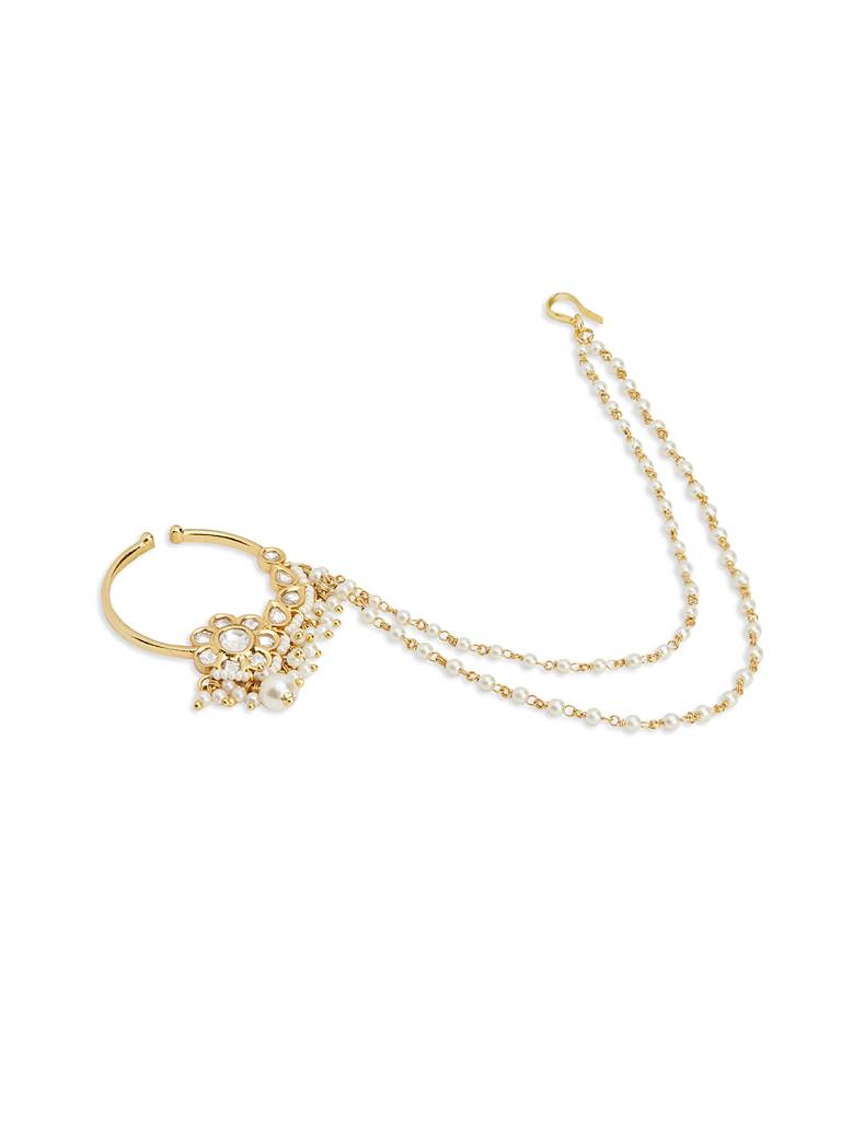 Pearl Stringed Kundan Floral Nath : WFAE201