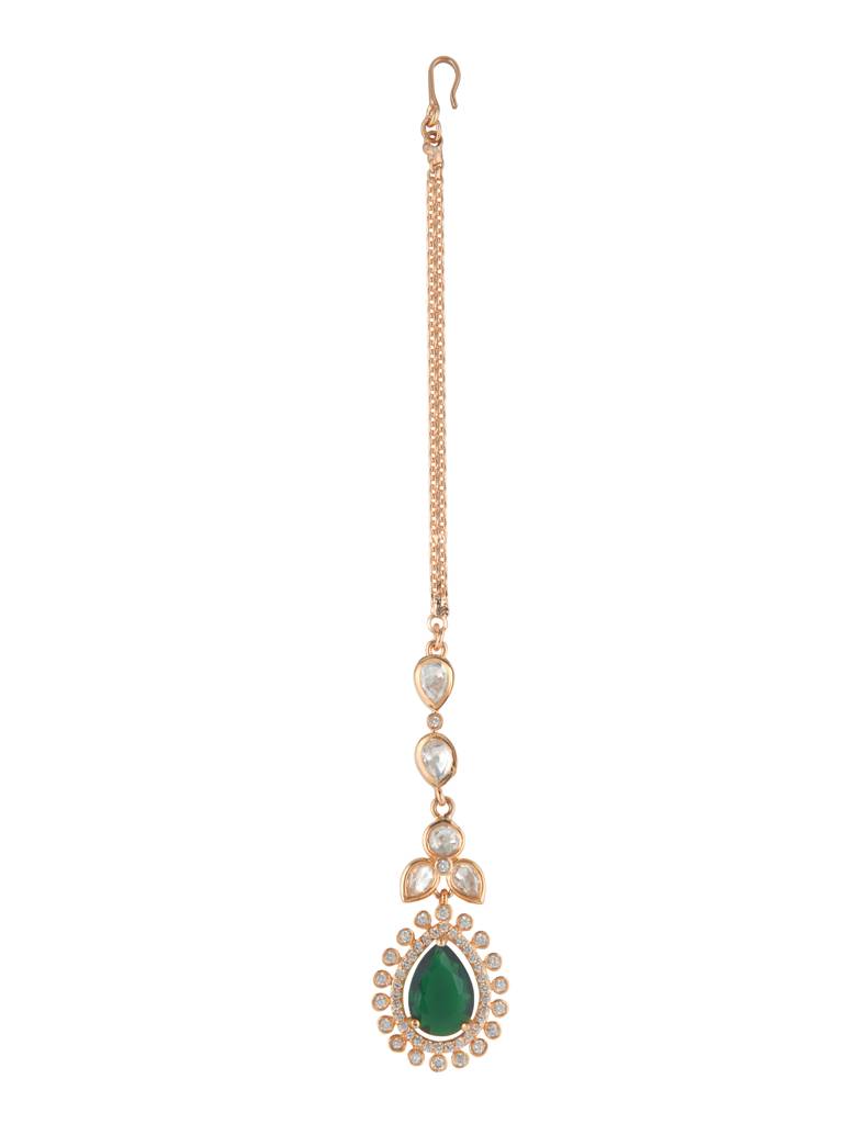 Meira Emerald Green Drop Maang Tikka : WFAE208